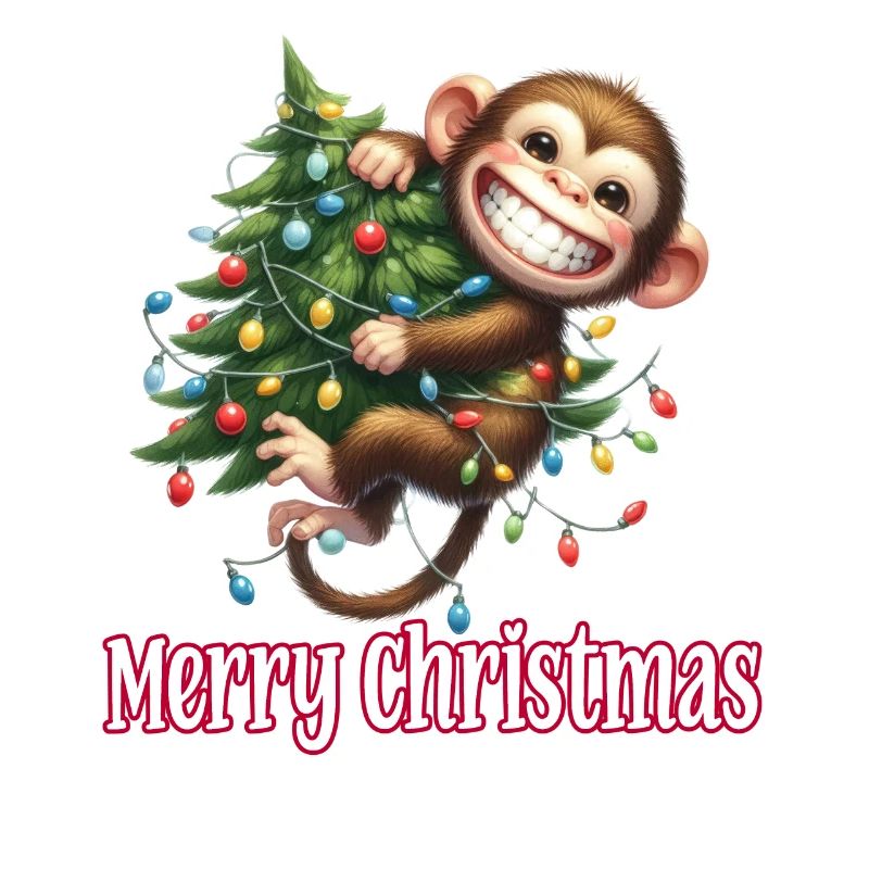 Süßes Äffchen kleiner Affe Merry Christmas