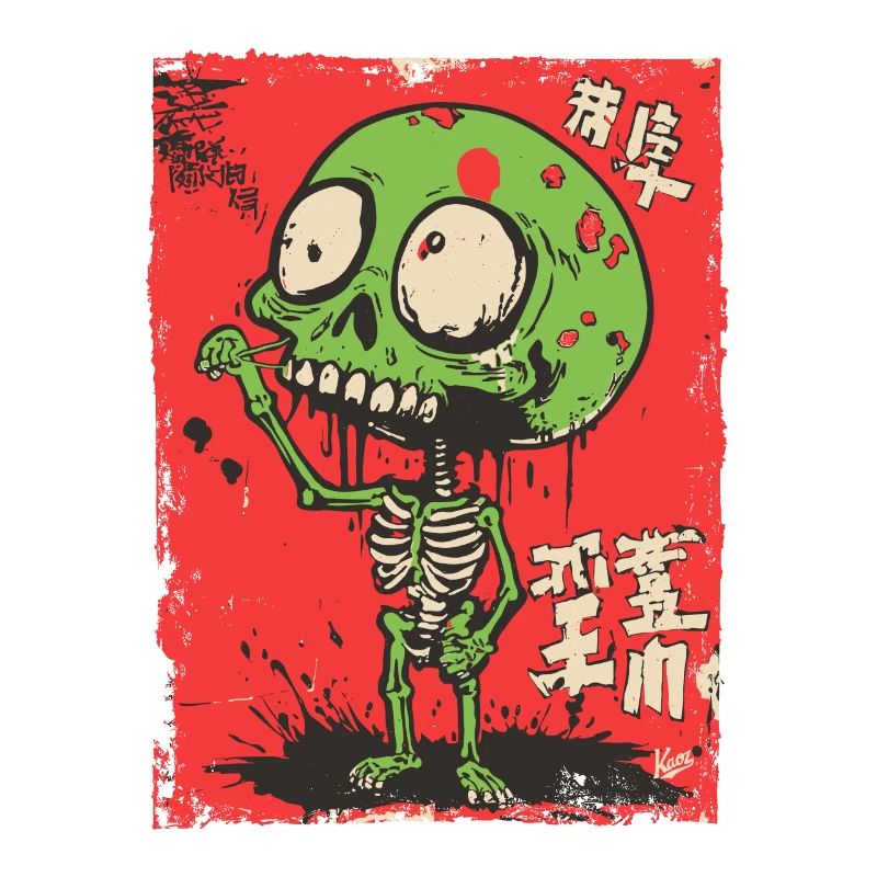 Mignon squelette de zombie vert