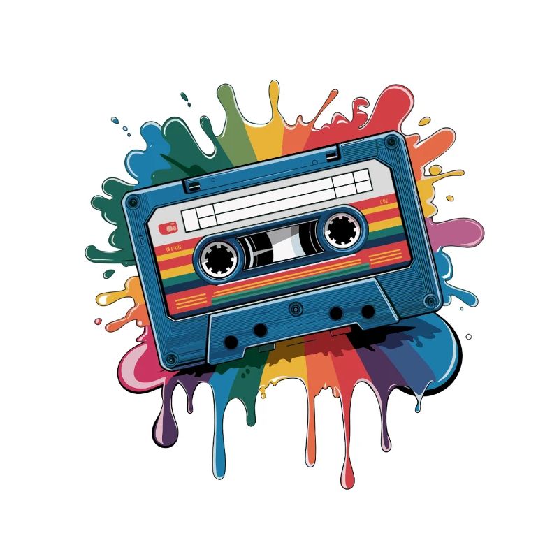 80s Retro Cassette Splash Classic Cassette Tape