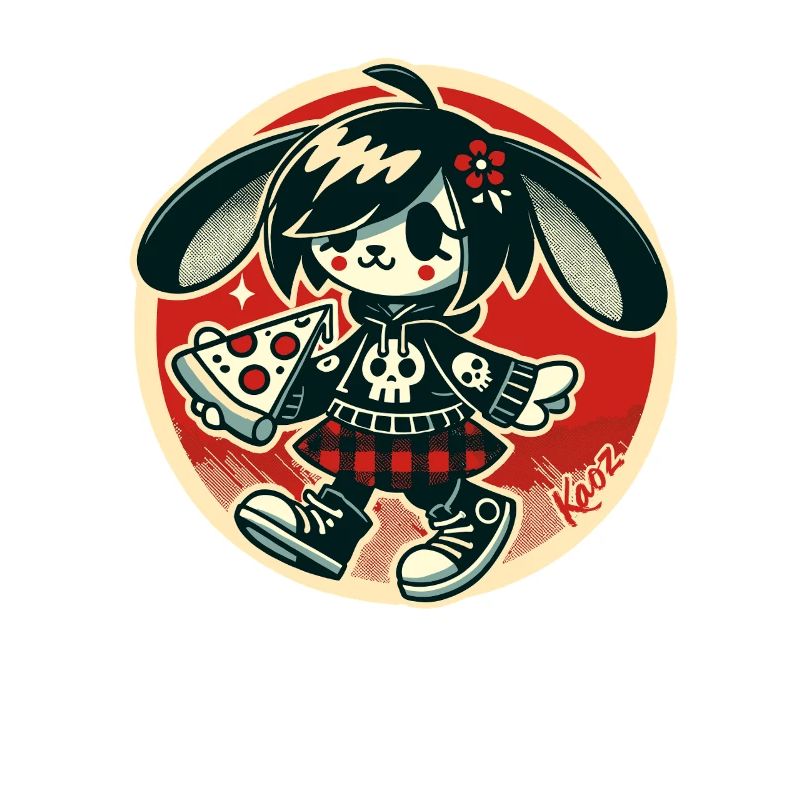 Drôle punk lapin avec pizza
