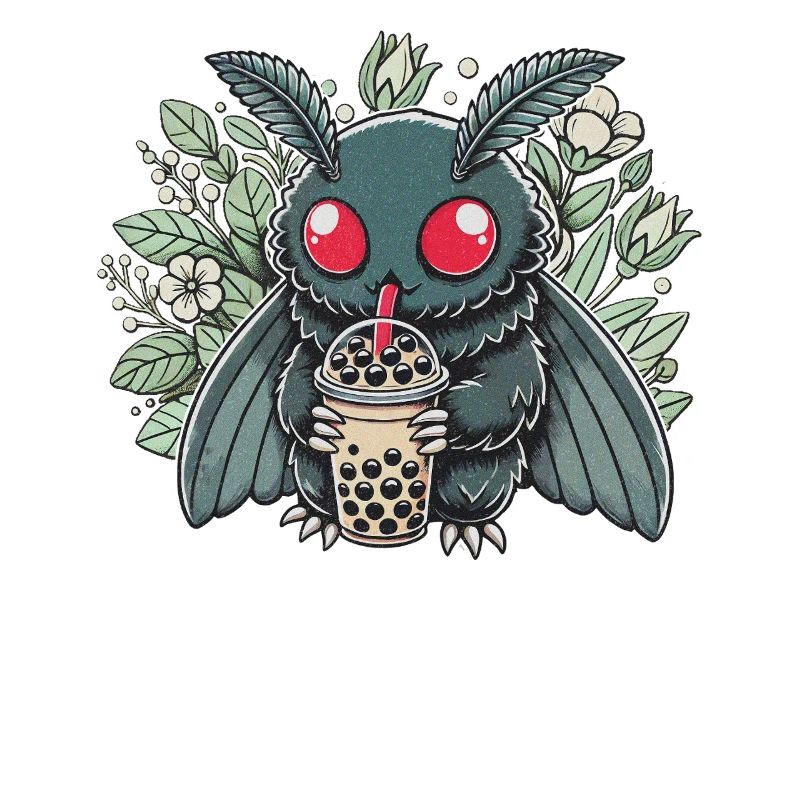Mothman Enjoying Bubble Tea