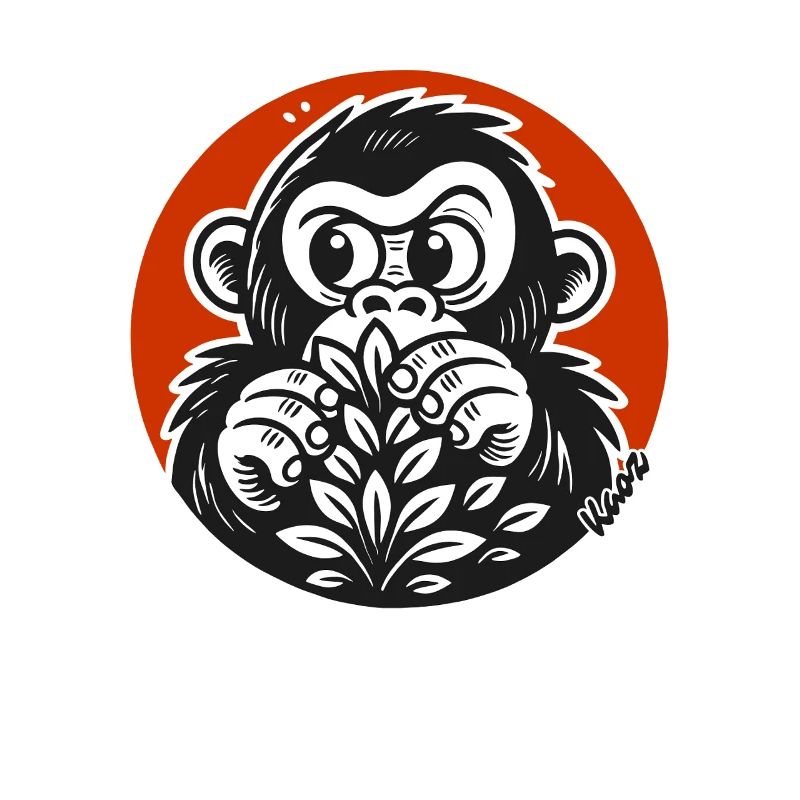 Singe caché : Dessin animé de gorille drôle