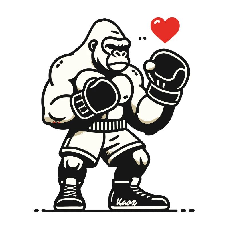 Boxer gorilla with heart