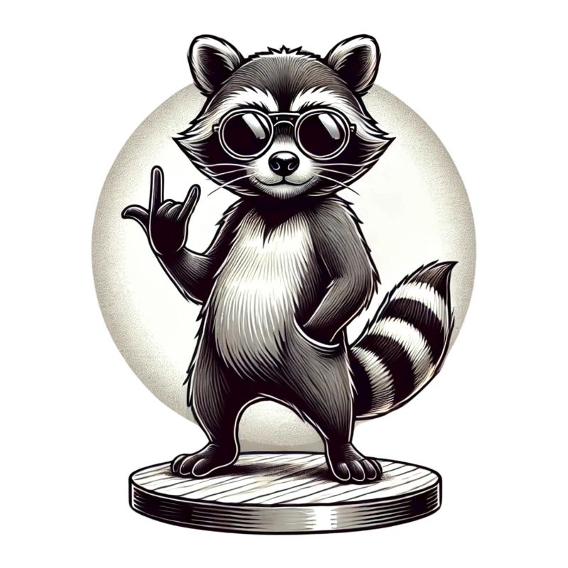 Cooler Waschbär Rock-Hand-Geste Illustration