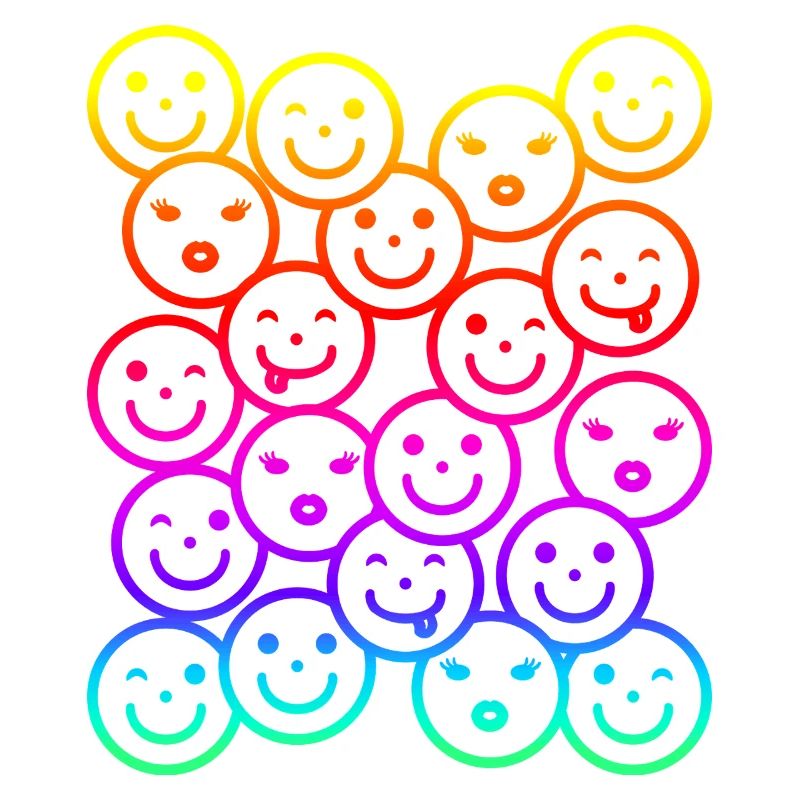 Colorful funny faces with rainbow gradient