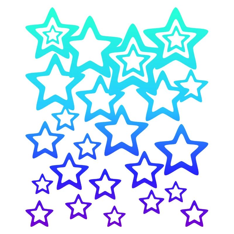 Many blue stars, star pattern