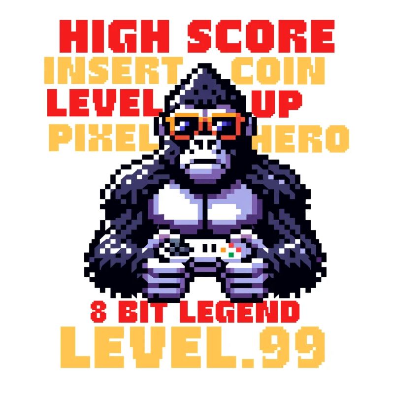 Pixel Gamer Gorilla – Level 99