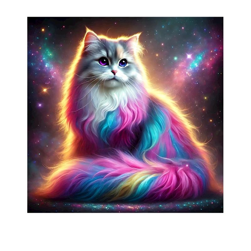 Magical Galaxy Cat with Rainbow Fur