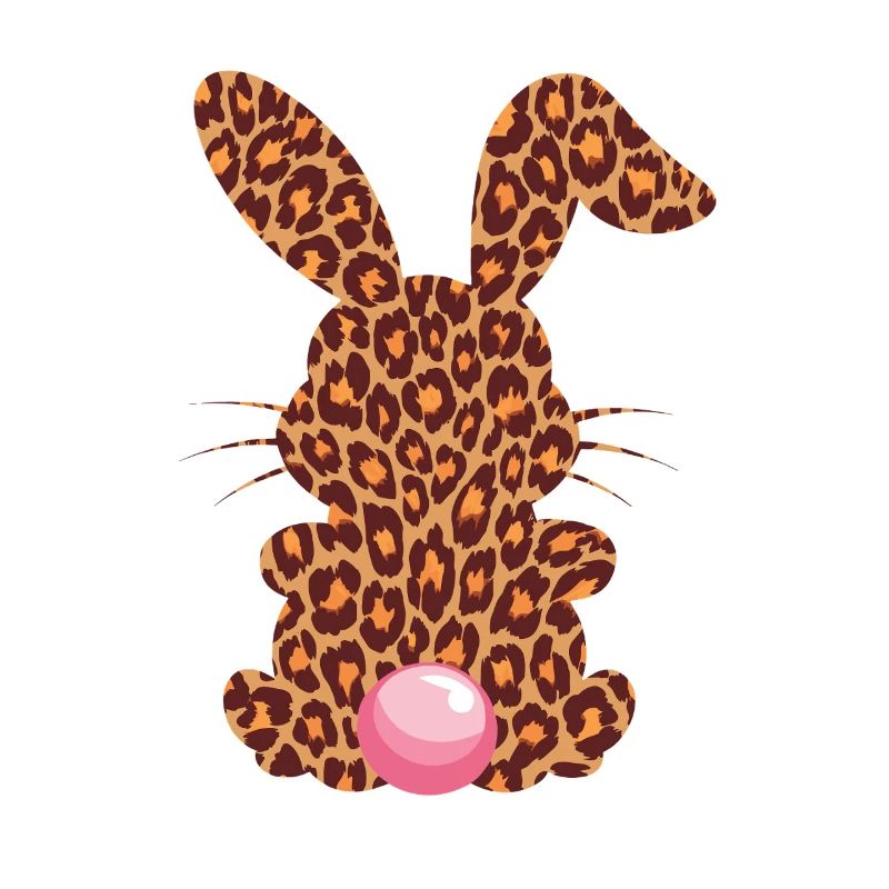 Lapin à imprimé léopard avec bulle rose