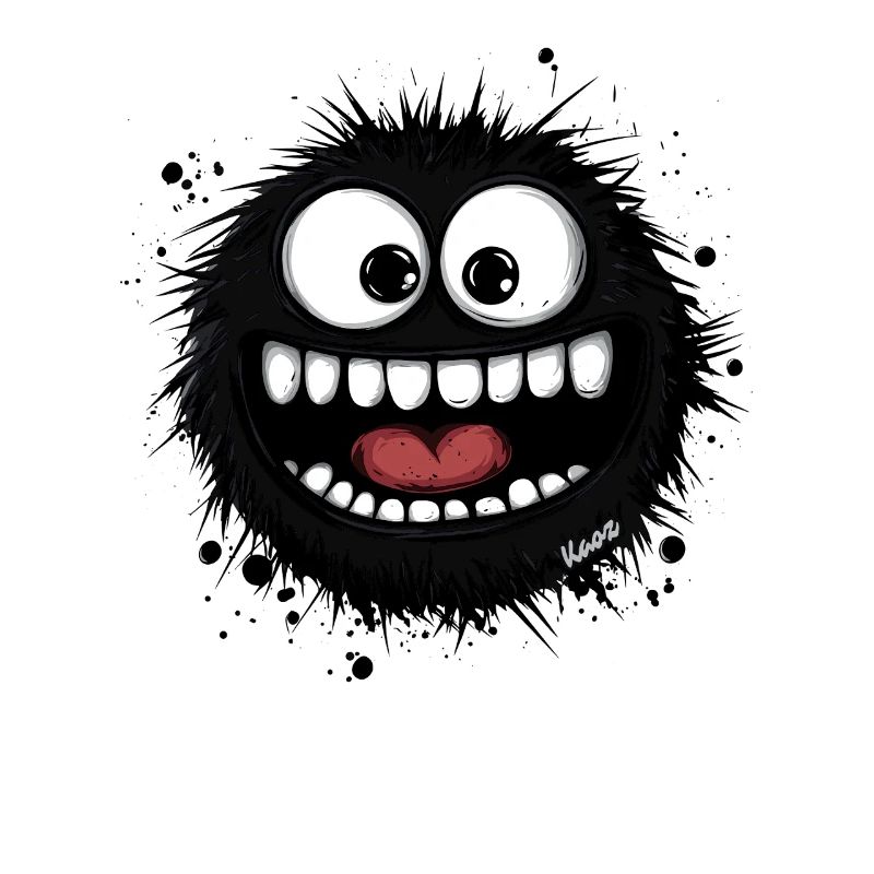 Funny wool monster with big teeth