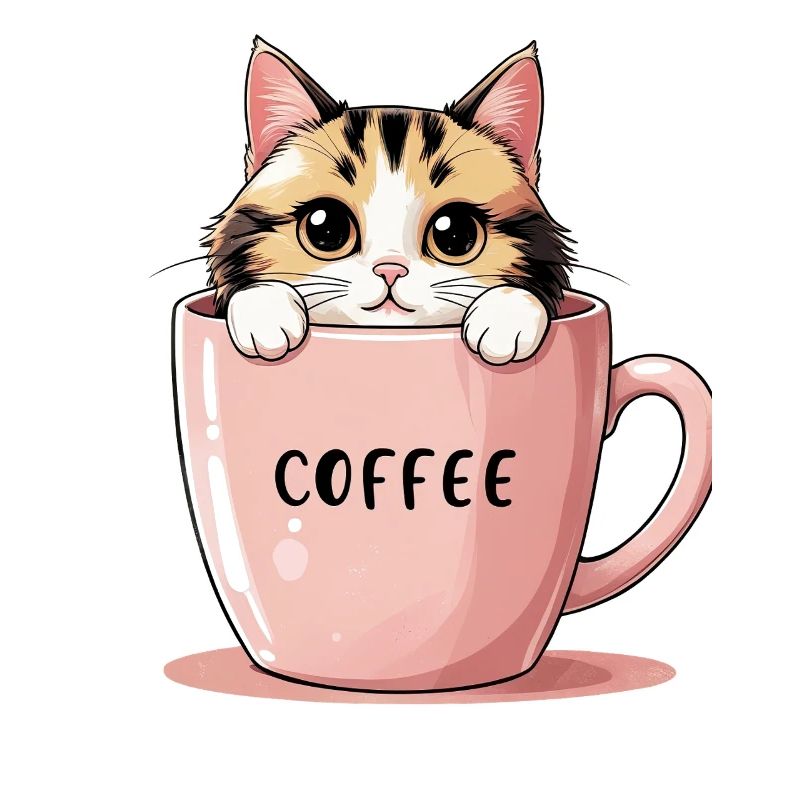 Chat de café mignon - Motivation matinale parfaite