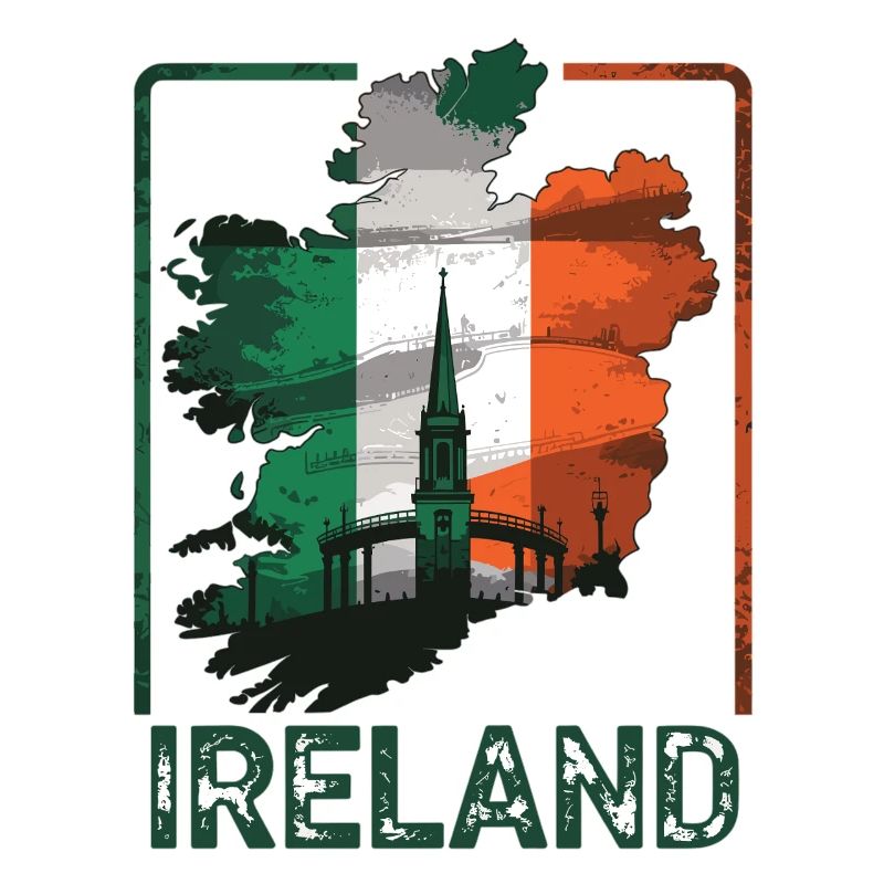 Ireland Map with Flag