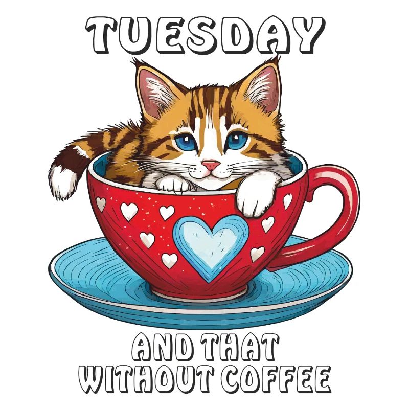 CAT COFFEE CUP TUESDAY AND THAT WITHOUT COFFEE