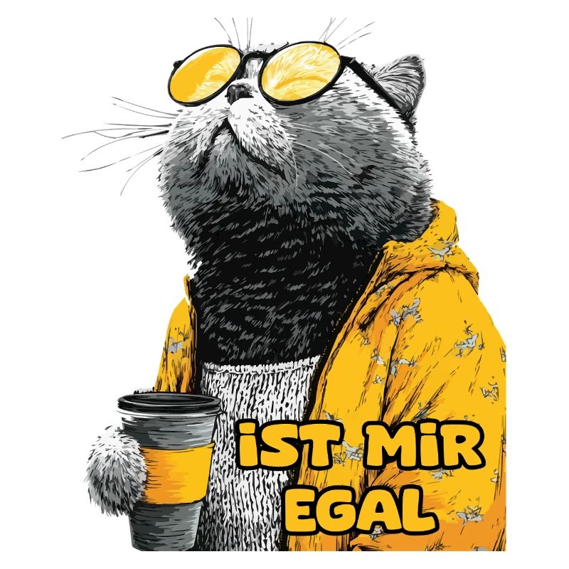Chat avec du café et le dicton