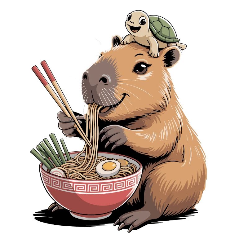 Cute capybara, ramen, turtle, capybara