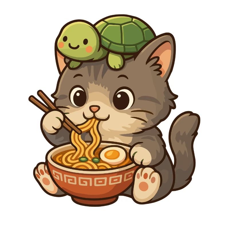 Cute Cat, Cute Kitten, Ramen Turtle