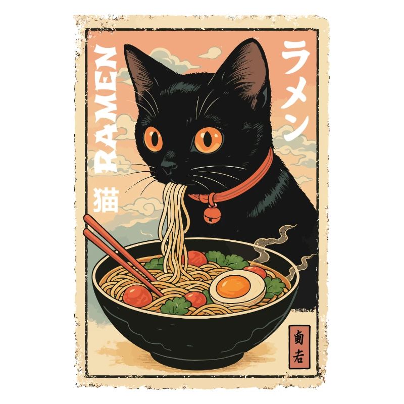Illustration de Ramen de chat kawaii