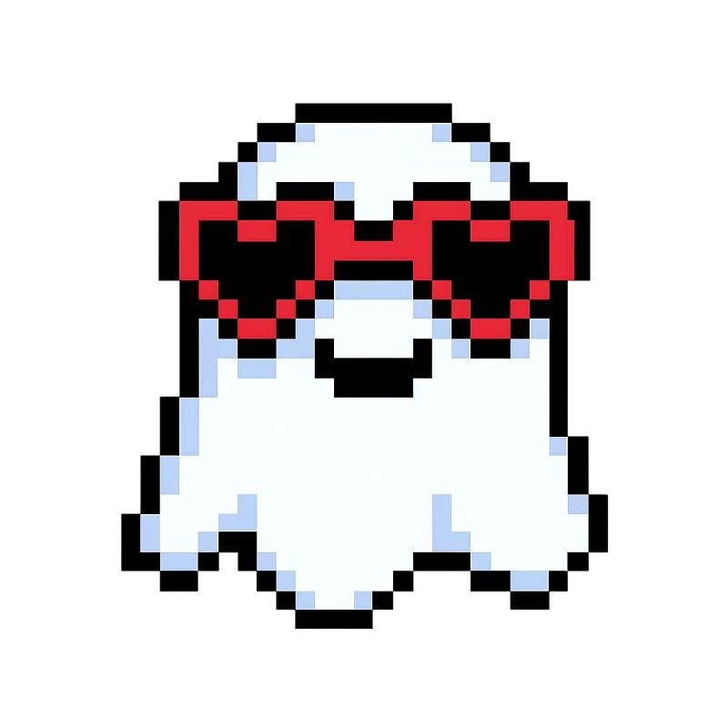 Pixel Ghost with Heart-Shaped Shades