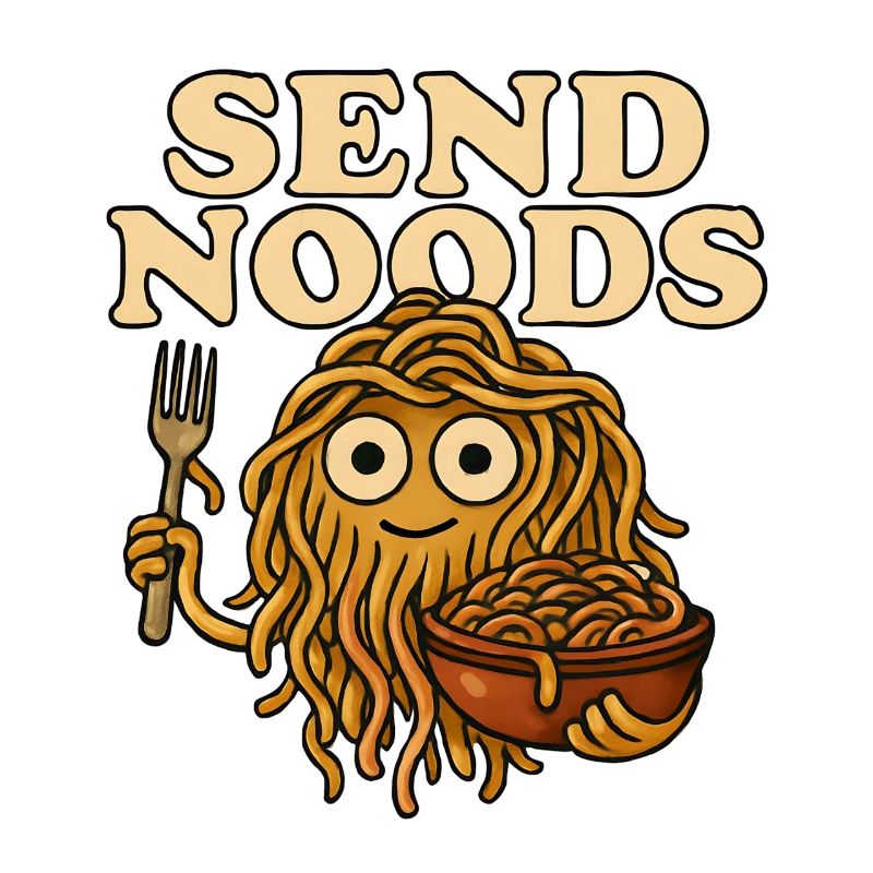 Noodle monster with a message