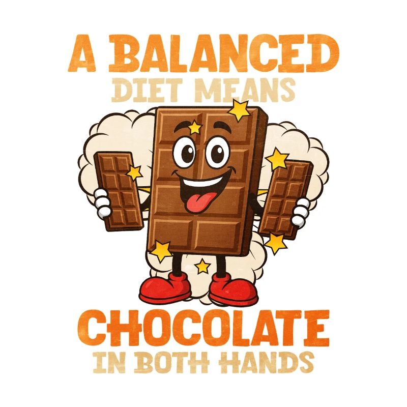 Balanced chocolate motif with comic character