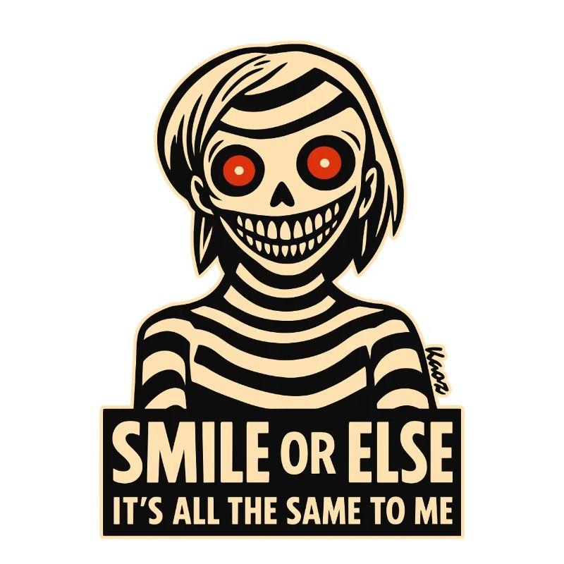 Sourire squelettique avec message