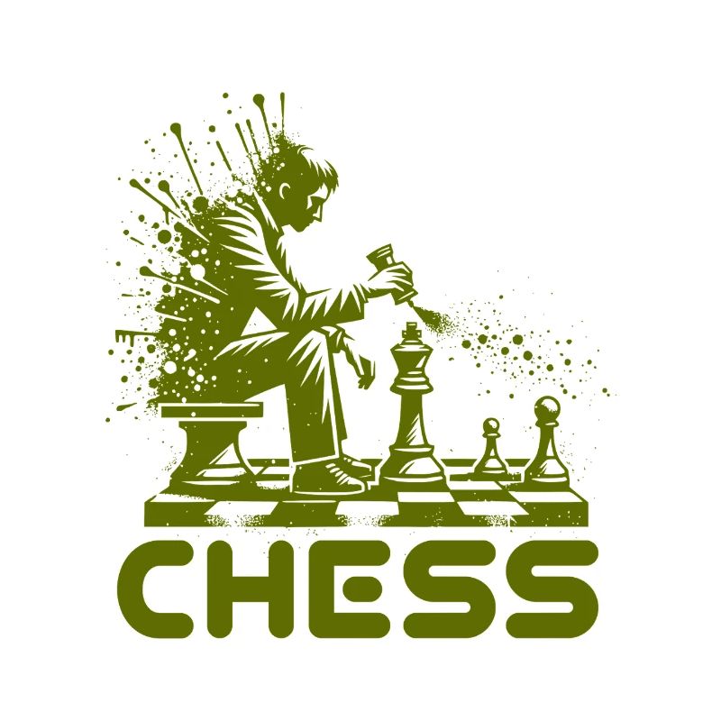 Silhouette de joueur d’échecs avec explosion de couleurs