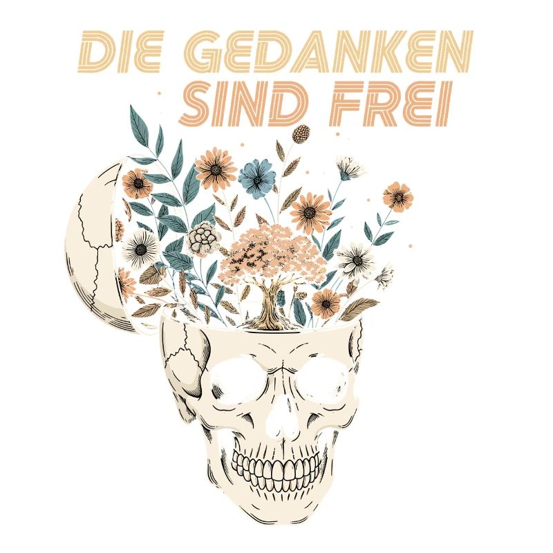Blumen im Schädel mit Botschaft