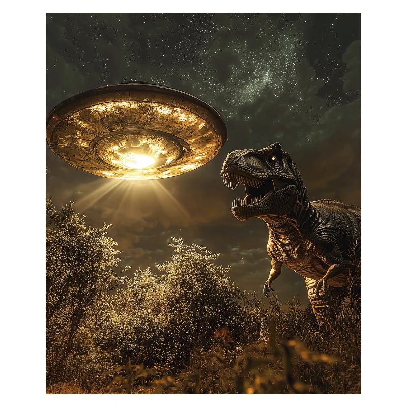 T-Rex Selfie mit UFO