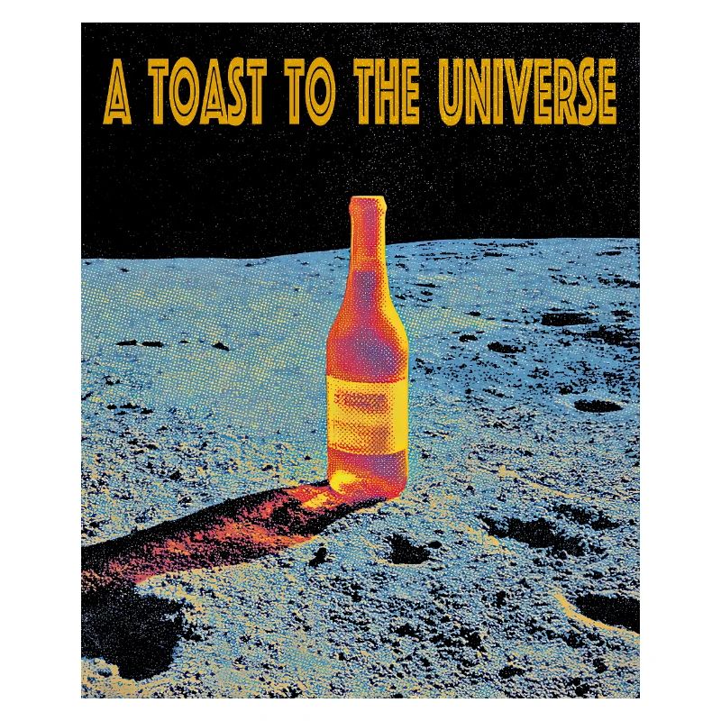 Space celebration with wine bottle