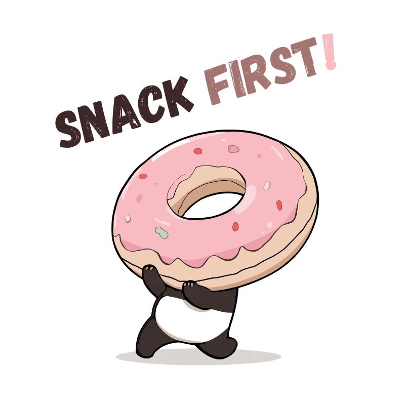 Playful panda bear with donut