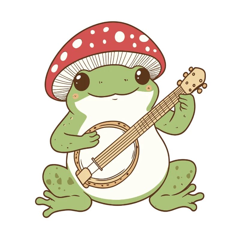 Grenouille champignon avec guitare