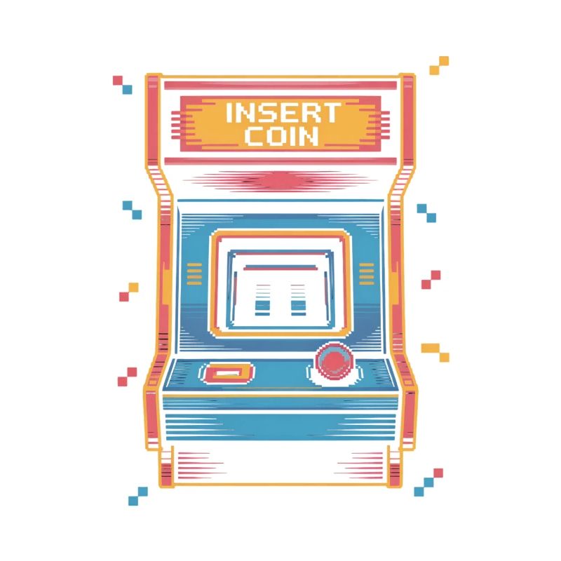 Insert Coin Retro Arcade Game Hall Pixel