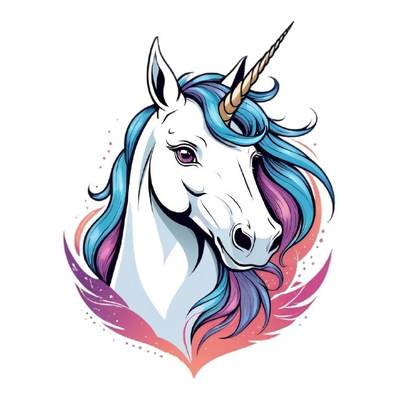 Magic unicorn head with colored mane