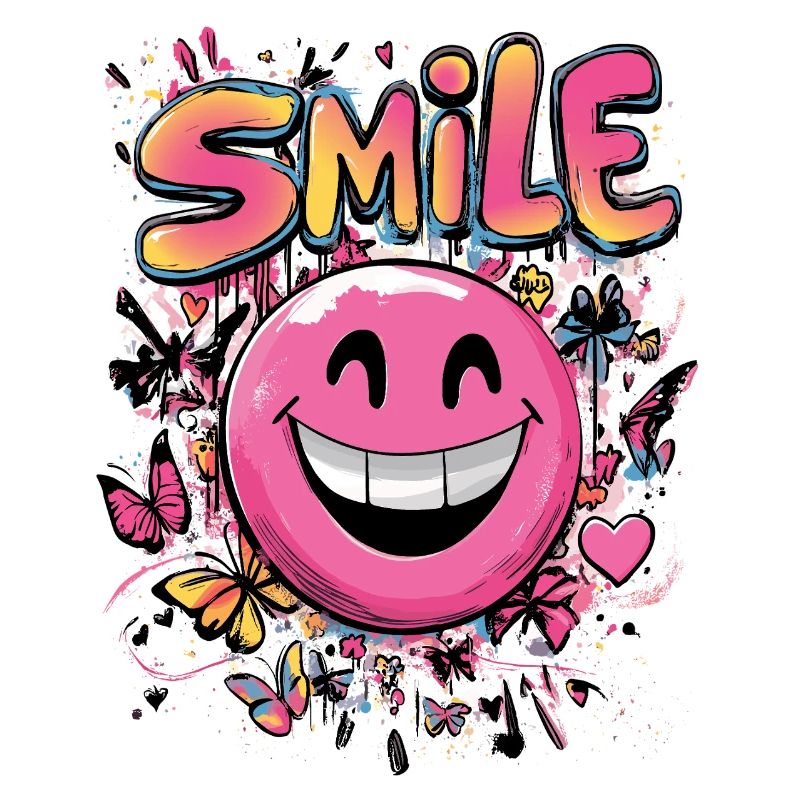 Smile crazy Graffity art style pink