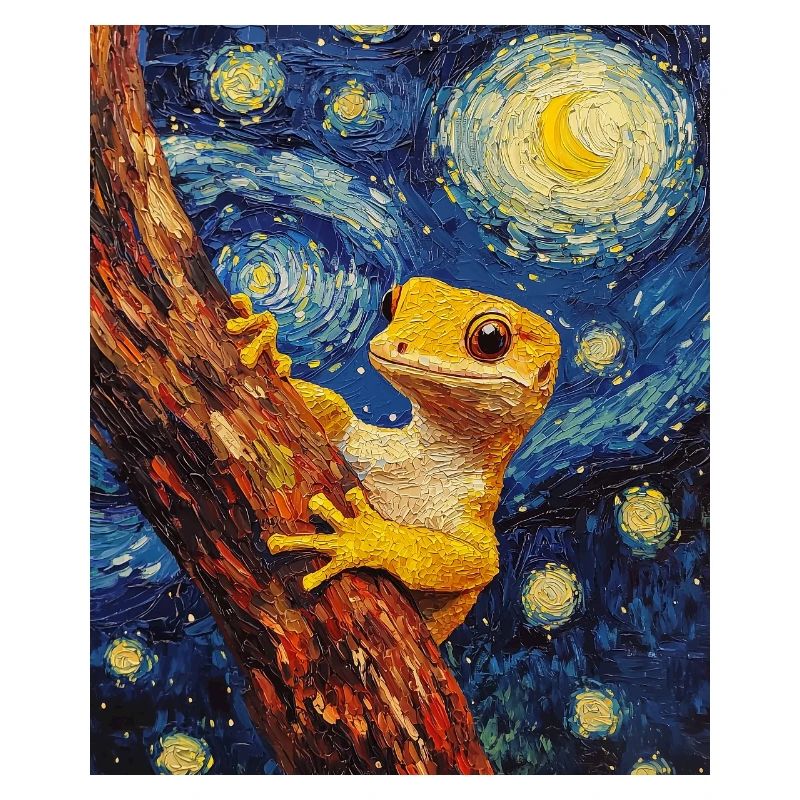 Gecko Van Gogh Style Starry Night