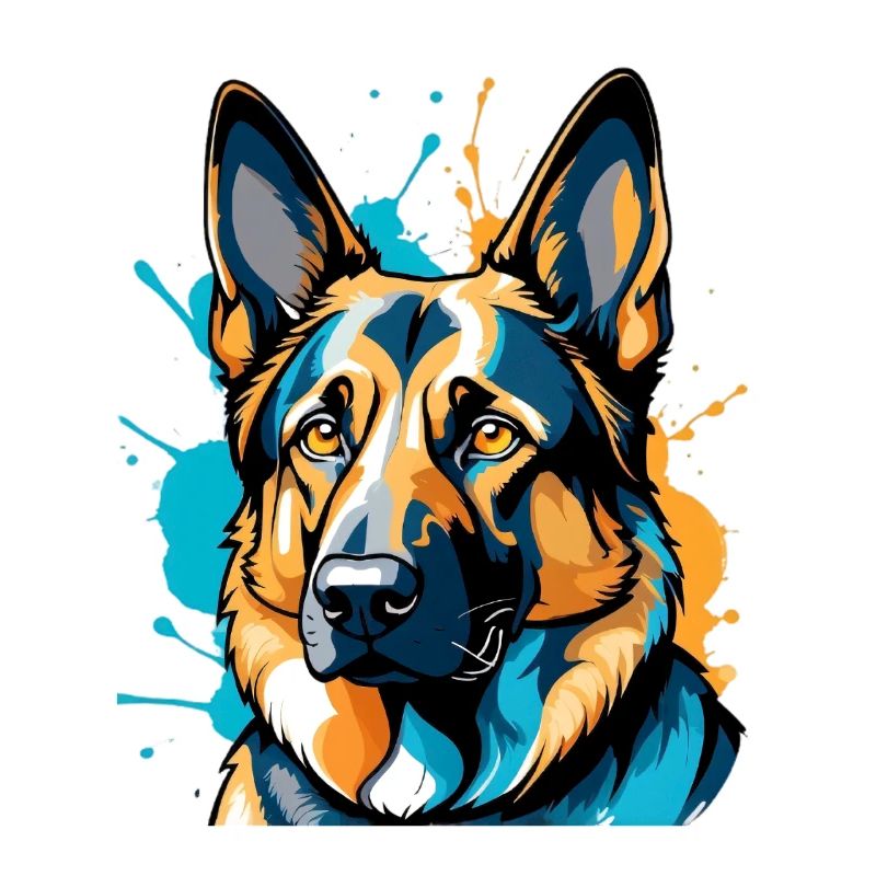 Lebendiger Schäferhund Farbexplosion