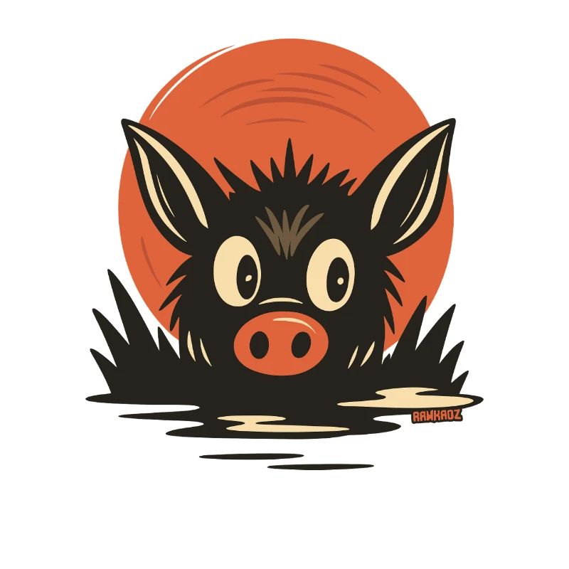 Dessin animé de cochons dans la boue