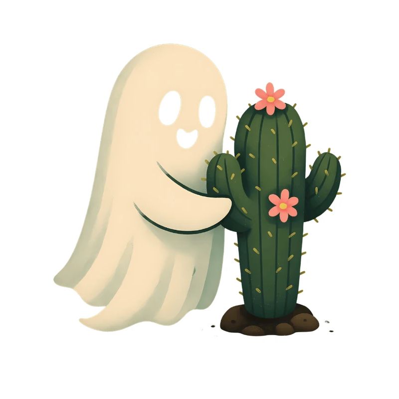 Cactus Friend Ghost Hugging Cactus