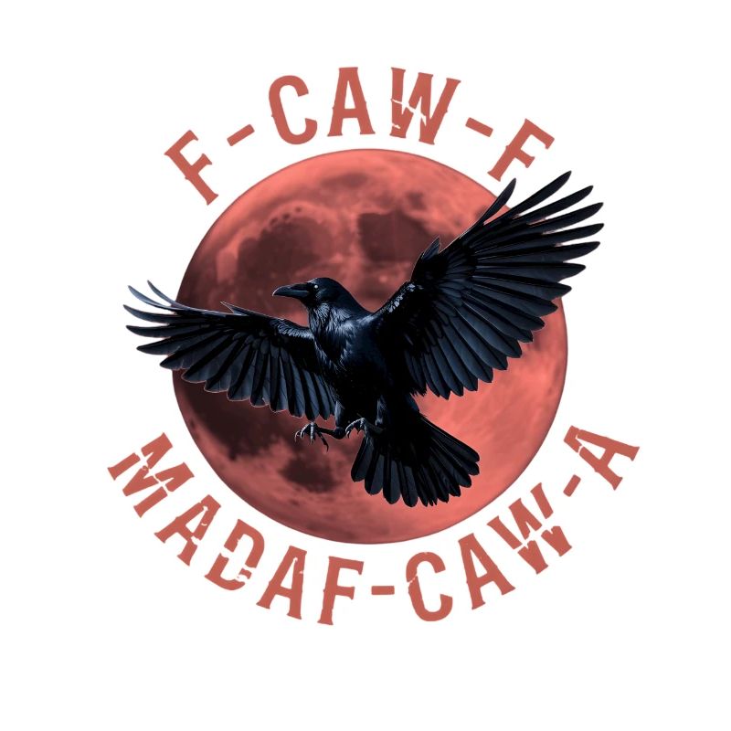 Vol de corbeau devant une lune rouge