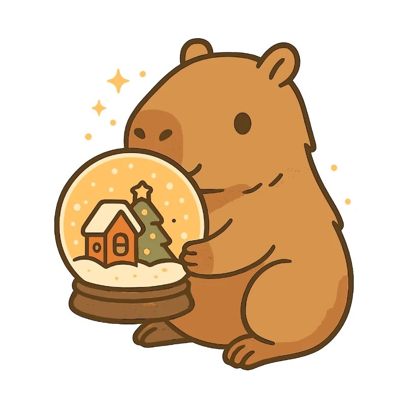 ✨ Capybara with Snow Globe – Christmas Magic