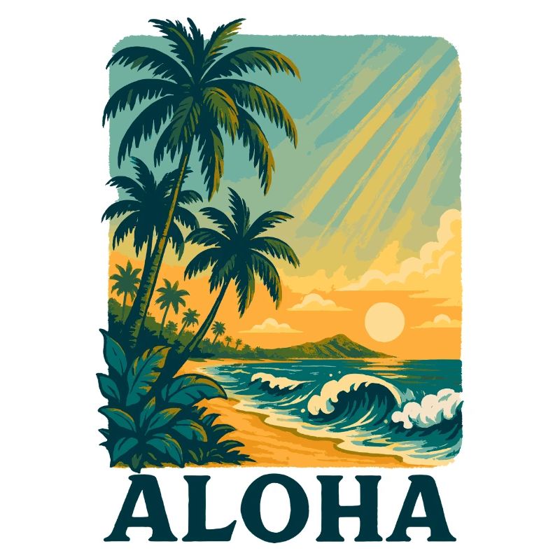 Aloha Sunset avec vagues tropicales