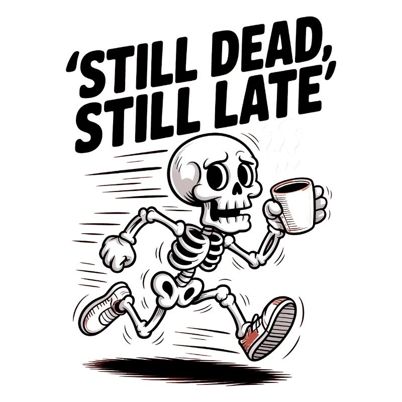 Immer noch tot, immer noch spät Skelett Kaffeerausch