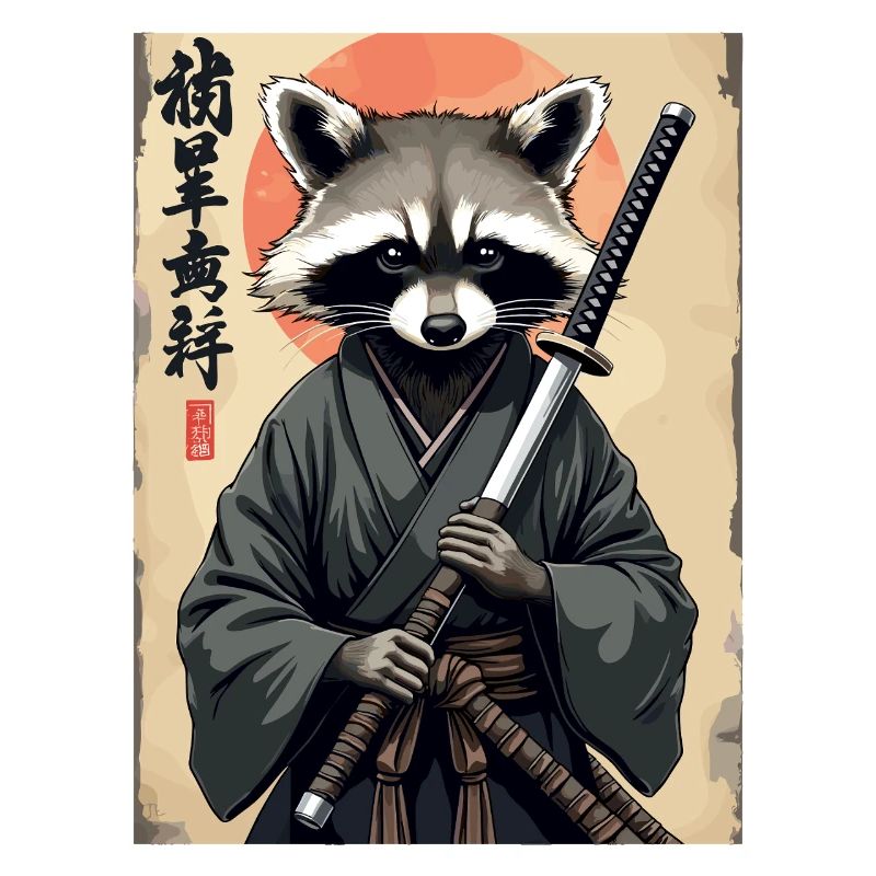 Raccoon Samurai in Kimono