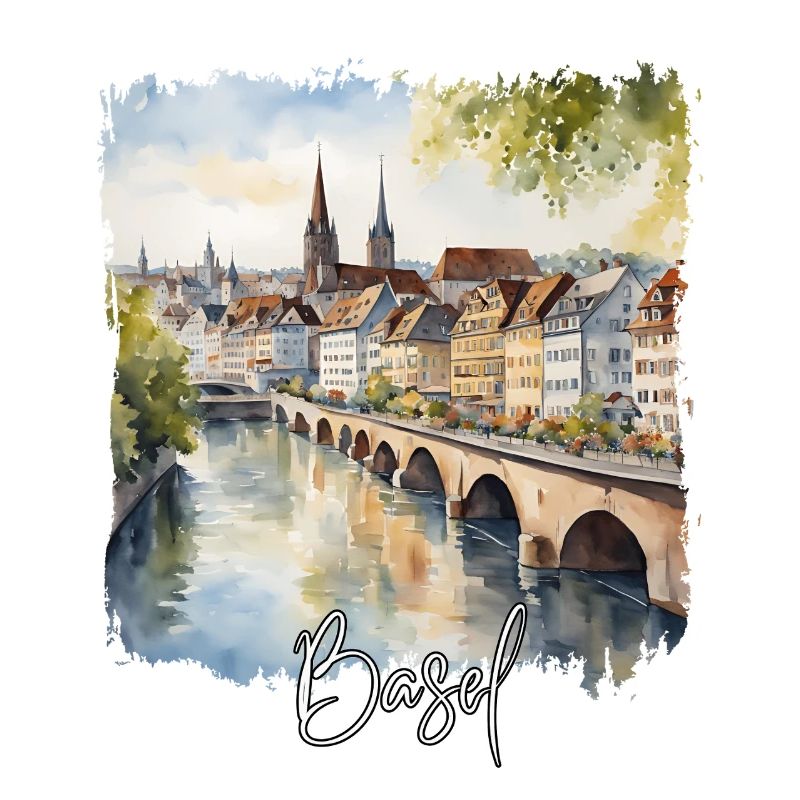 Basel Aquarell, Basel Schweiz