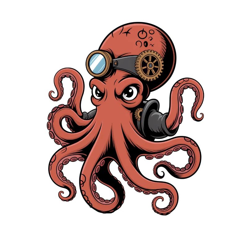 Pieuvre dans le style steampunk avec monocle
