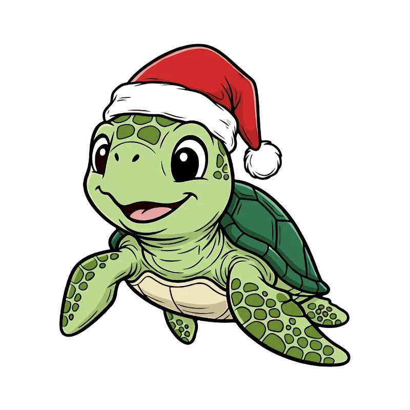 Turtle with Christmas hat