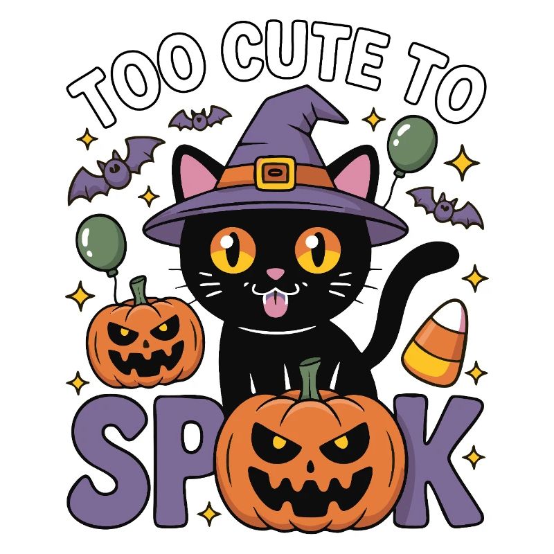 Trop mignon pour être effrayé - Chat sorcière mignon