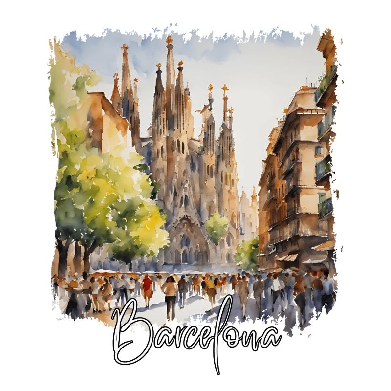 Aquarelle de Barcelone, Barcelone, Espagne