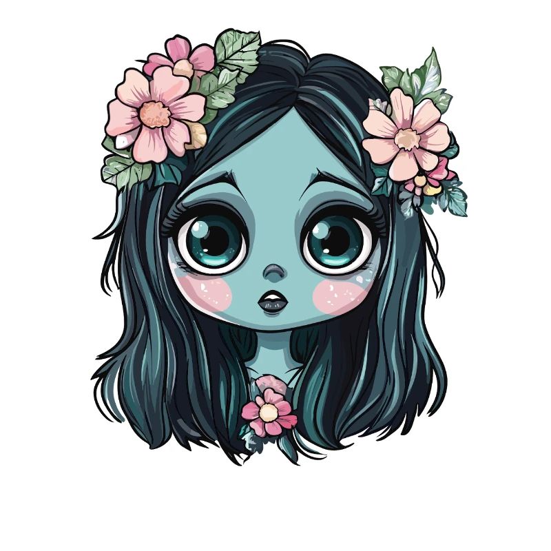 Blaues Blumenmädchen mit Krone