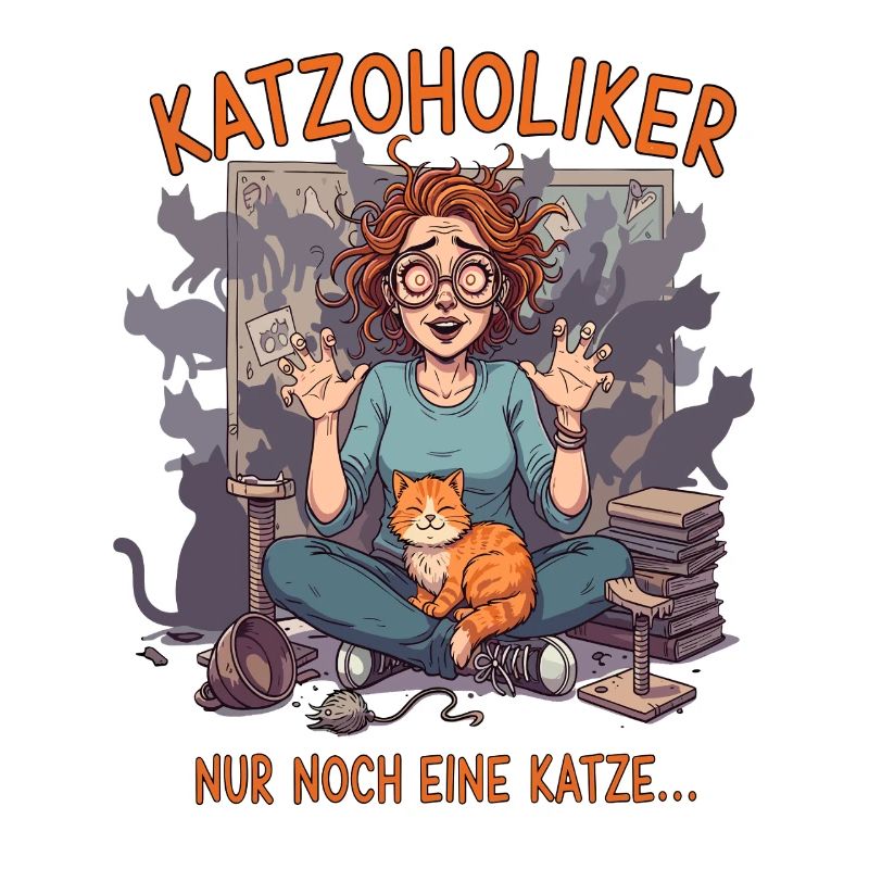 Katzoholiker Nur noch eine Katze - Lustiger Spruch